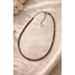 Y2K Sterling‎ Silver VTG Faceted Bead Gemstone Necklace Crystal Charm 16"